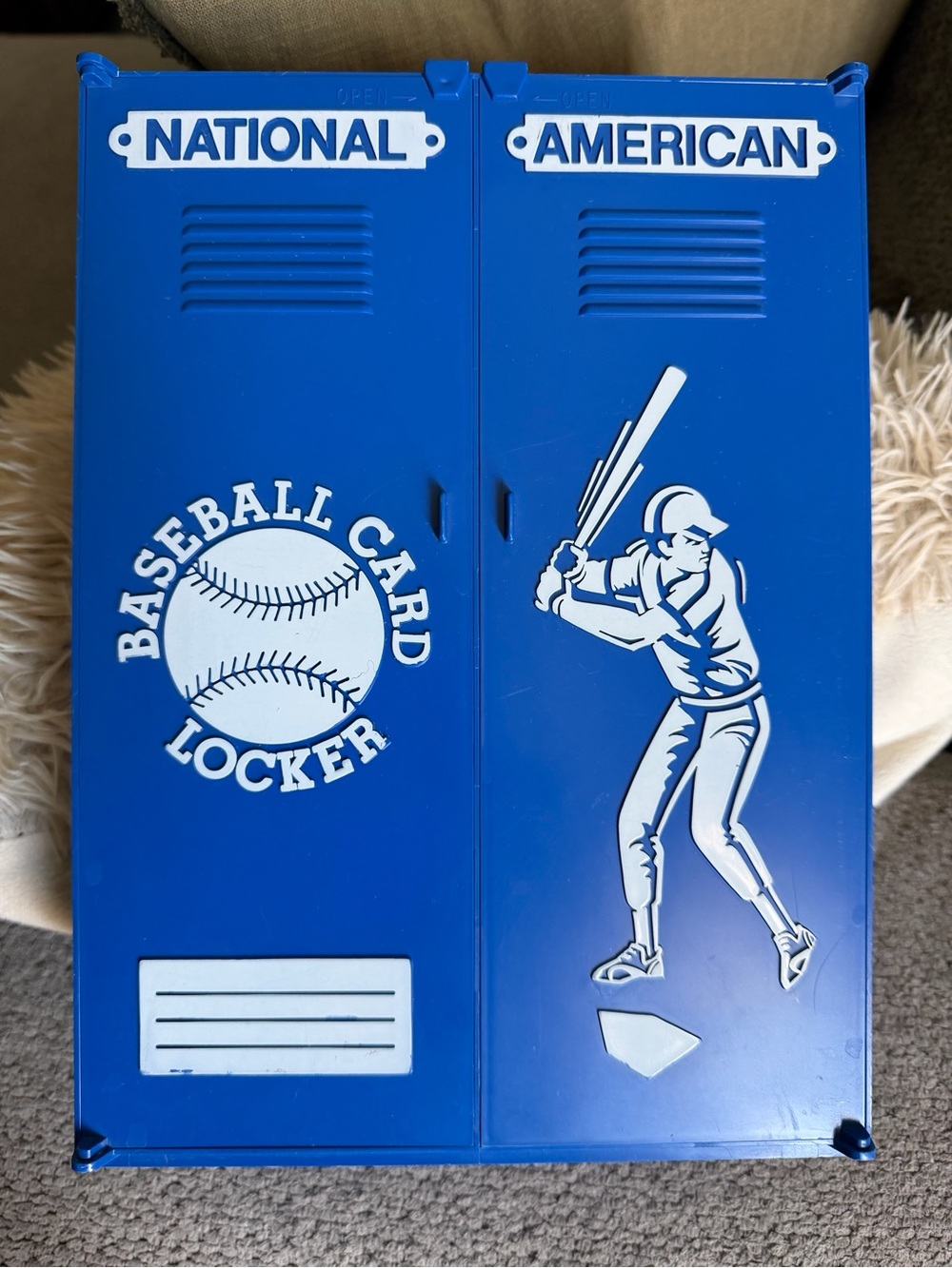 Vintage Baseball Card Locker - Blue and White